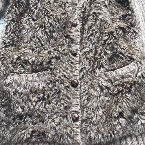 Zara Knitwear Braun Kunstfell Knopf Cardigan Pullover Teddybär Flauschig Größe L - Bild 3 von 5