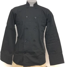 10 Button Long Sleeve Mesh Back Unisex Chef Coat Jacket Small Black New All Star