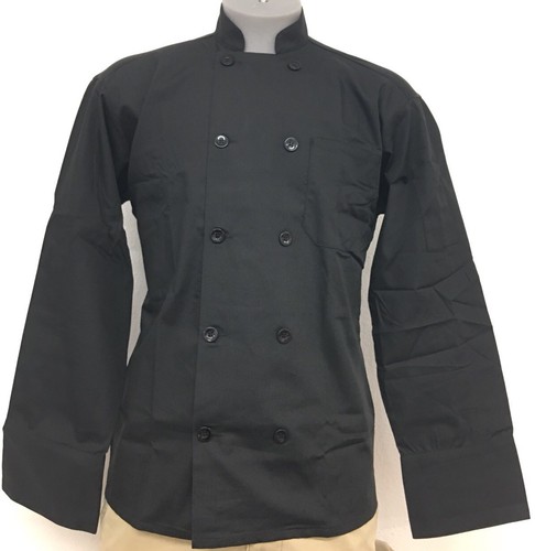 10 Button Long Sleeve Mesh Back Unisex Chef Coat Jacket Small Black New All Star - Picture 1 of 4