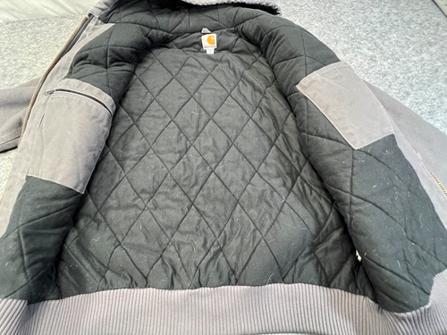 Carhartt Jacke Herren LG Tall grau J140 GVL Kapuze Canvas gesteppt gefüttert USA Vintage Mantel - Bild 11 von 13