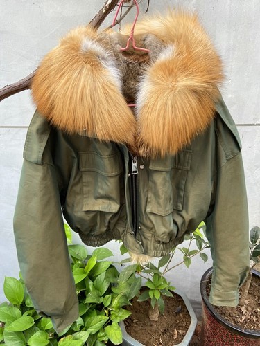 Real Red Fox Fur Parka Coat Short For Women Thick Warm Jackets Winter - Picture 3 of 6