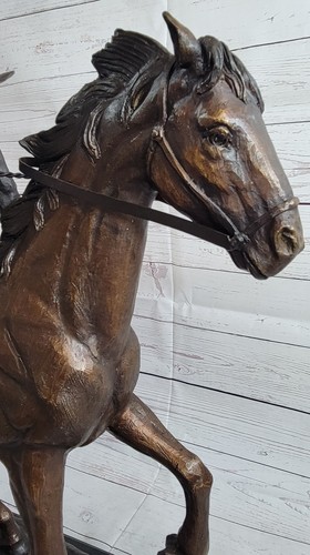 Cowboy with Rope on Horseback Country Western Bronze Sculpture Statue Remington - Picture 9 of 11