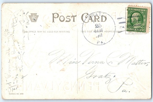 1911 Postcard "Greetings From Berrysburg Pennsylvania" - Picture 3 of 3