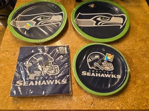 Seattle Seahawks Paper Dinner Dessert Plates Napkins Football Party Serves 16 - Picture 8 of 8