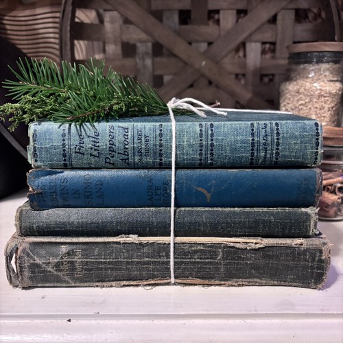Blue Antique Vintage book stack decor bundle - Foto 1 di 3