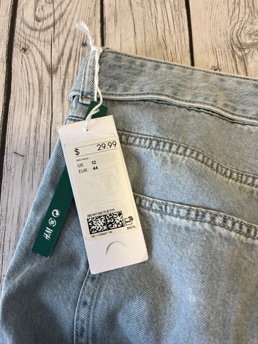 H&M Conscious Loose Fit High Waist Mom Jeans size 12 Light Wash Brand New NWT - Picture 6 of 9