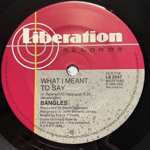 Bangles Eternal Flame Vinyl Record 7” 45 RPM LS 2047 Liberation 1989 - Picture 11 of 24