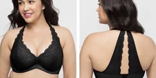 NEW Lot of 2 Curvy Couture Intimates Racer Back Black Lace Wired Bras Sizes 40