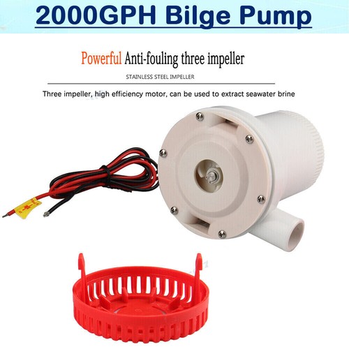 2000GPH Electric Boat Marine Bilge Submersible Plumbing Water Pump Yacht RV 12V - Picture 4 of 15