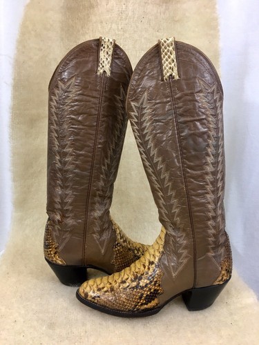 Panhandle Boots Slim Snake Leather Women US Sz 6 B #18440 By Sanders Handcrafted - Picture 11 of 12