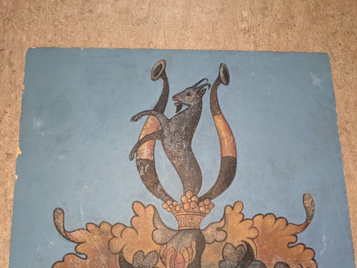 Zeichnung Heraldik Handgemalt Gemälde Antik Ritter Steinbock Wappen Krone Alt - Bild 3 von 15