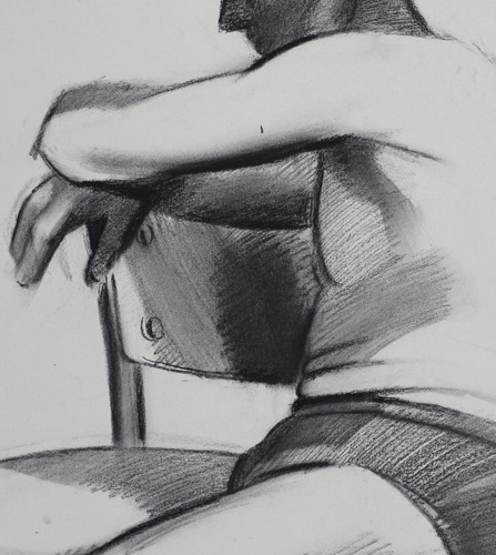 Vintage original pastel drawing men figure signed - Picture 9 of 12