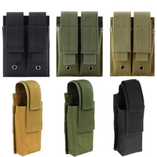 Tactical Single/Dual Pistol Mag Pouch Molle Magazine Holder for 1911/9mm .45 Cal