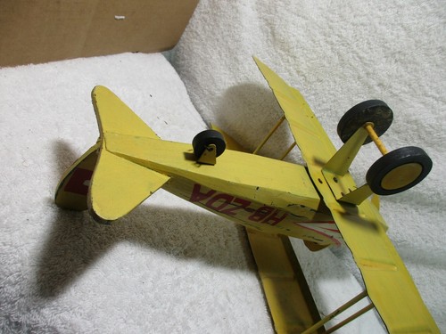 Vintage Toy Wood, Metal Bi- Plane Model, Mid Century HB-ZDA MODEL AIRCRAFT - Picture 8 of 9