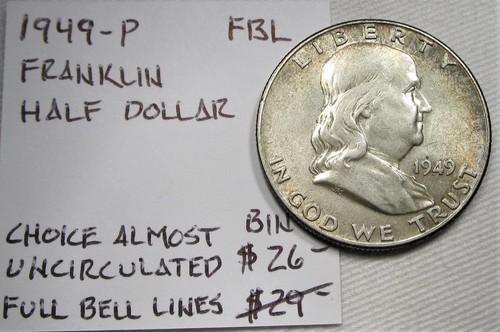 1949-P FBL Franklin Half Dollar CH AU Coin AF266 - Picture 2 of 3