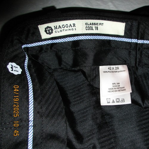 Pantaloni Haggar Cool 18 Performance Uomo Vestibilità Classica Comfort Vita Nero 42x29 $65 - Foto 18 di 24