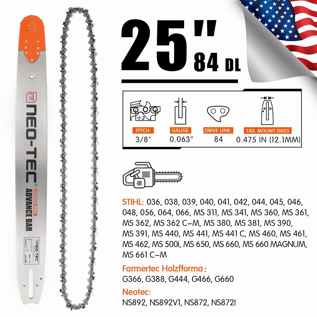 25'' Chainsaw Guide Bar 3/8 25'' Chainsaw Guide Bar 3/8