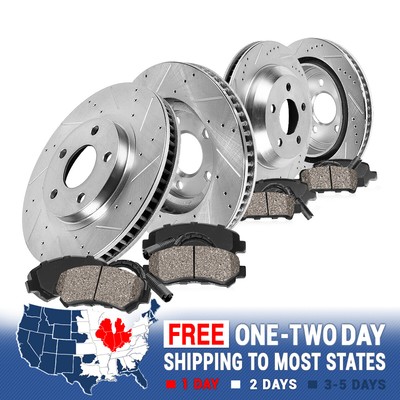S400 Rear Drill Slot Brake Rotors+Ceramic Pads S550 Fits Mercedes-Benz CL550