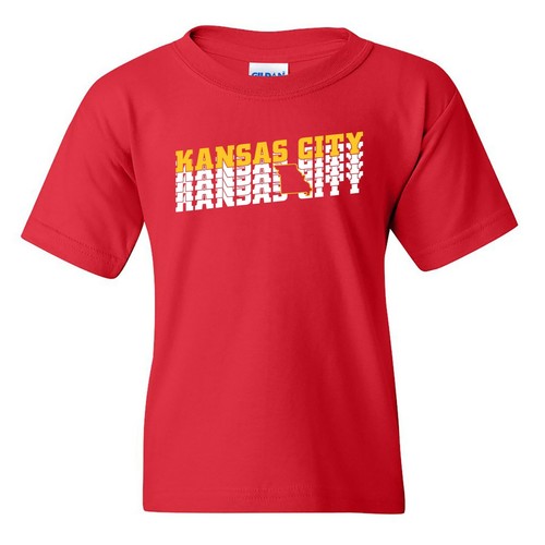 Kansas City Retro Repeat - Hometown Sports Team Football Youth T Shirt - Red - Picture 1 of 7