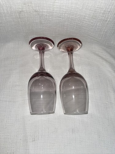 Vintage Pair of Libbey Plum Pink Water/Wine Glasses - Picture 6 of 8