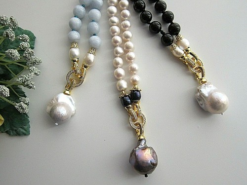 Large Keshi Pearl Pendant \ Necklace. Two in one. - Picture 12 of 38