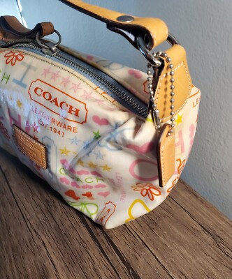 Coach Classic Logo Off White & Multi-colored Mini Bag RARE
