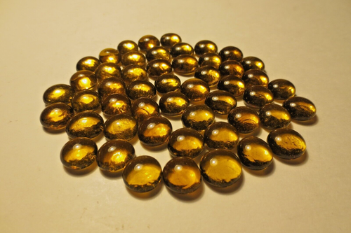 LOT of 50 AMBER GLASS *12-13mm DOME TILE CABOCHONS, HALF ROUND FLAT BACK, CRAFTS - Picture 8 of 23