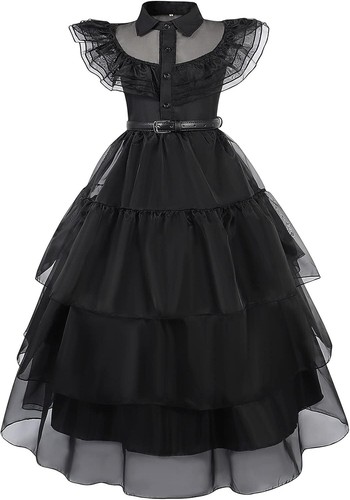 Mädchen Cosplay Kostüm The Addams Family Kleid Mittwoch Kostüm für 7-8 Jahre