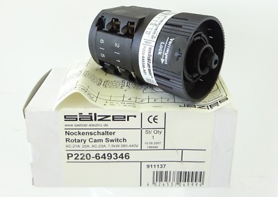 SÄLZER P220-649346 Nockenschalter Rotary Cam Switch 3 Stell. 20A 7,5kW 380-440V