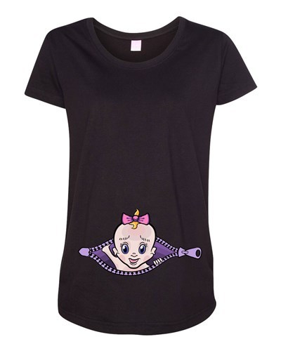 Baby Mädchen Reißverschluss süß schwangere Babys werdende Mutter Umstandsmode DT T-Shirt Tee - Bild 1 von 1