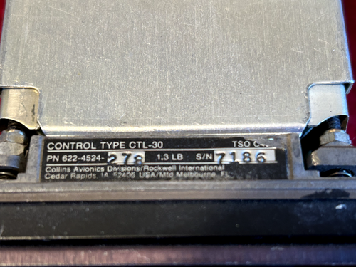 ROCKWELL/COLLINS CTL 30 NAV CONTROL HEAD P/N 622-4524-278 - Imagen 2 de 9