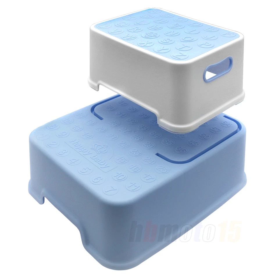 Taburete escalera plástico azul pequeño sólido y antideslizante con 68 números y 26 letras Foto 2 de 4