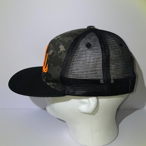 Hush Bows Black Digital Camo Snapback Hunting Hat, Mesh, Orange Antler - Picture 4 of 8