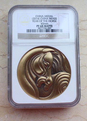 NGC PF68 Matte China 2014 45mm Brass Medal - Lunar Year of the Horse