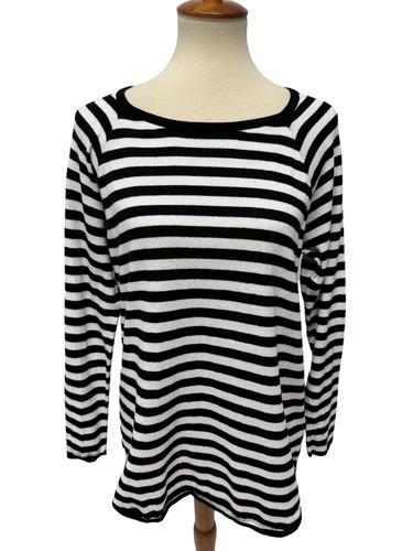 Michael Kors Women's Long Sleeve Black And White Striped Sweater Blouse Size M - 第 5/8 張圖片