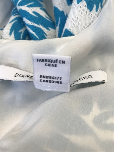 Vestido Diane Von Furstenberg Jeannie Estampado de Hojas Turquesa Aqua Talla 4 - Imagen 5 de 9