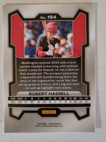 2024 Panini Prizm Baseball No. 194 Robert Hassell - Washington - Picture 2 of 2