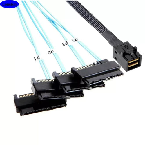 Mini SAS HDD SFF-8643 to 4 SFF-8482 29pin Connector w/Power Port Hard Drive 0.5m - Picture 2 of 3