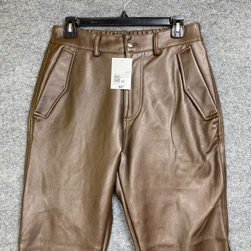 Forever 21 Pantalone Slim Ecopelle Marrone Uomo Taglia 32 - Foto 2 di 9