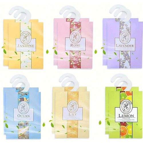 6Pcs Fragrance Sachet Natural Scented Wardrobe Hanging Air Freshener Bag Room UK
