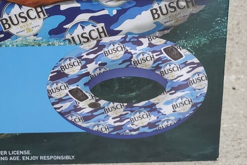 LOGOTIPO DE CERVEZA BUSCH Adulto Río Flotador Tubo Manijas Portavasos Flotador de Agua Inflable - Imagen 3 de 4