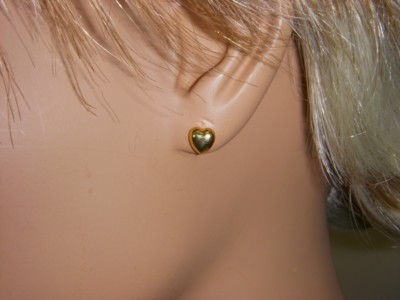 Vermeil Pair of Gold Plated over Sterling Silver Heart Stud