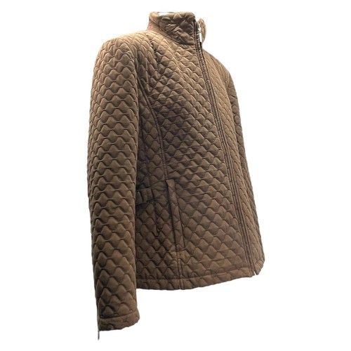 PORTRAIT Womens L Quilted Jacket Lined Coat Zip Front Pockets Side Buckle BROWN - Picture 3 of 24