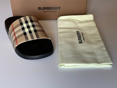 NIB Burberry Vintage Check Archive Beige Slide Sandals 10 US