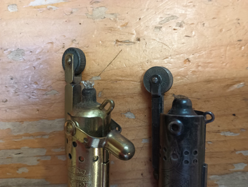 LOT 2 OLD VTG WWII WWI BOWERS HARLEY DAVIDSON BRASS TUBE TRENCH LIGHTER MILITARY - Picture 13 of 20