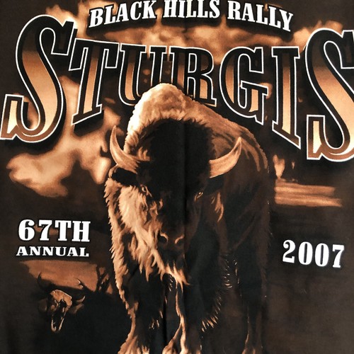 Vintage 2007 Sturgis Bike Week braunes T-Shirt Gilden Herren Größe L neu ohne Etikett - Bild 7 von 13