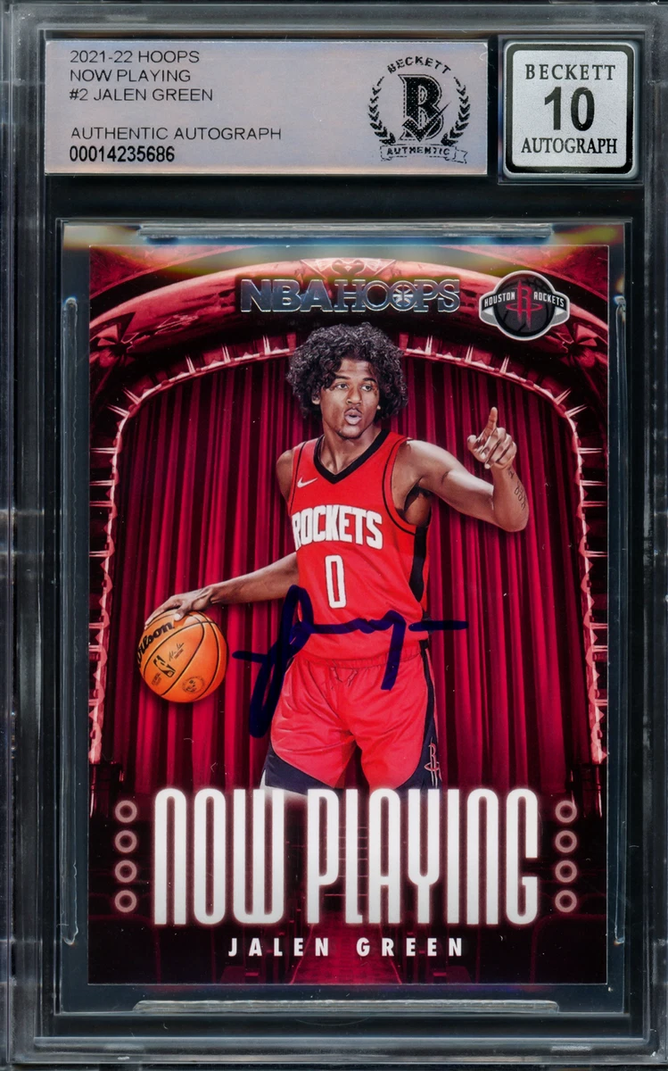 Jalen Green 2021-22 NBA Hoops Now Playing RC Gem 10 Auto Beckett 14235686