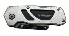 Husky Folding Lock-Back Utility Knife Box Cutter Stainless Steel