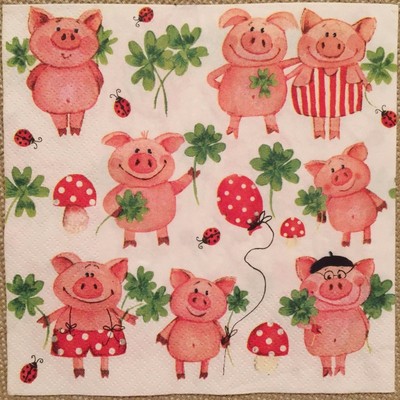 blossom 663 4 Single paper decoupage napkins.Beauty pig piggy
