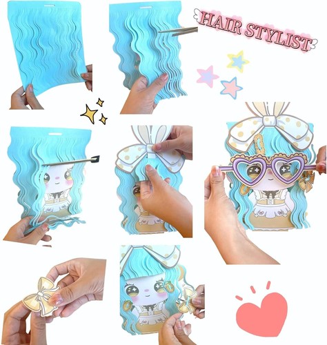 Paper Craft DIY Hair Stylist for Kids, Fun Paper Cut Set - Bild 3 von 9
